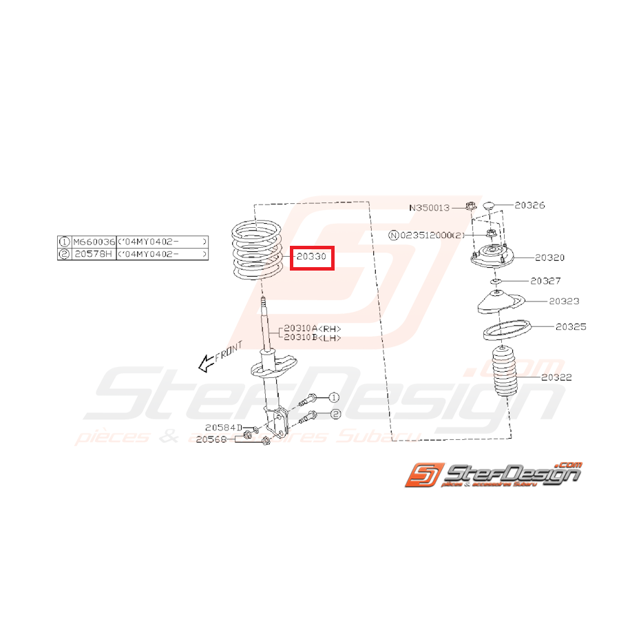 Amortisseur avant origine subaru STI 06-07