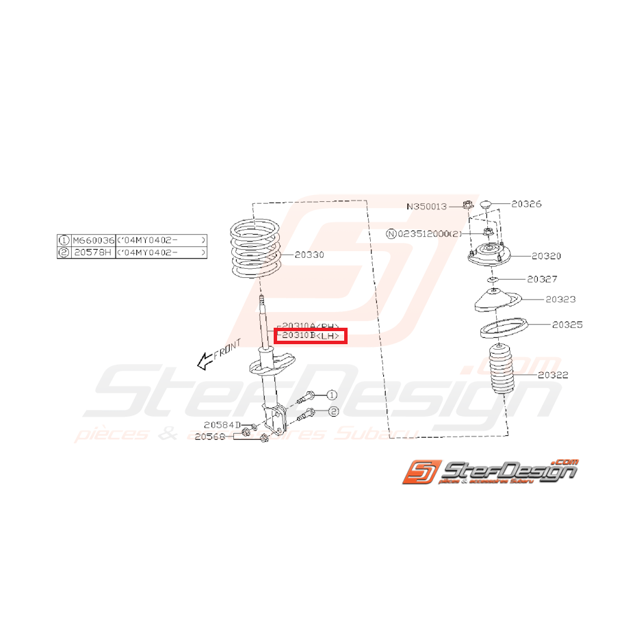 Amortisseur avant origine subaru STI 06-07