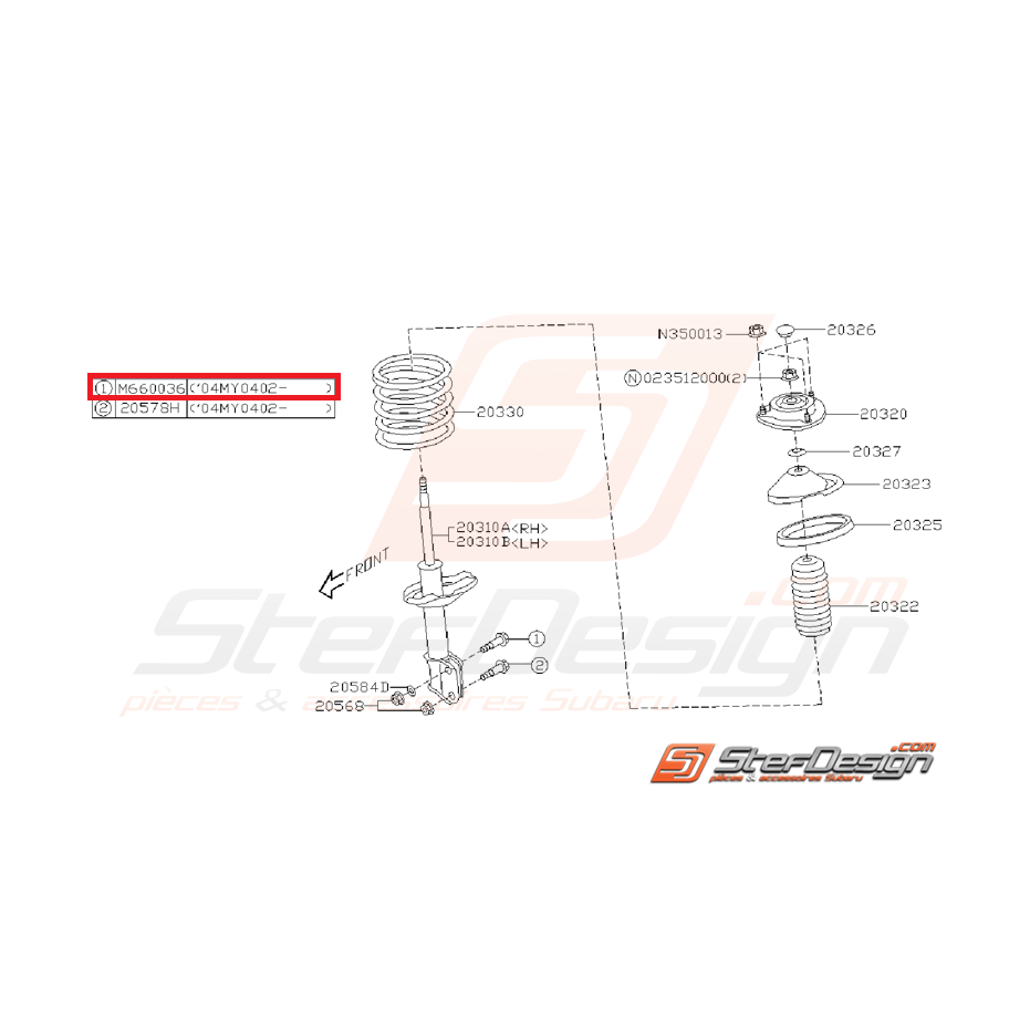 Vis supérieure d'amortisseur avant SUBARU WRX 2008 Diesel Vis supérieure d'amortisseur avant SUBARU WRX 2008 Diesel