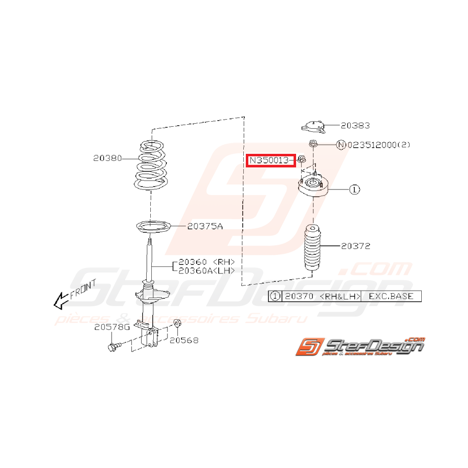 Écrou auto-bloquant amortisseur avant SUBARU WRX/STI 01-11