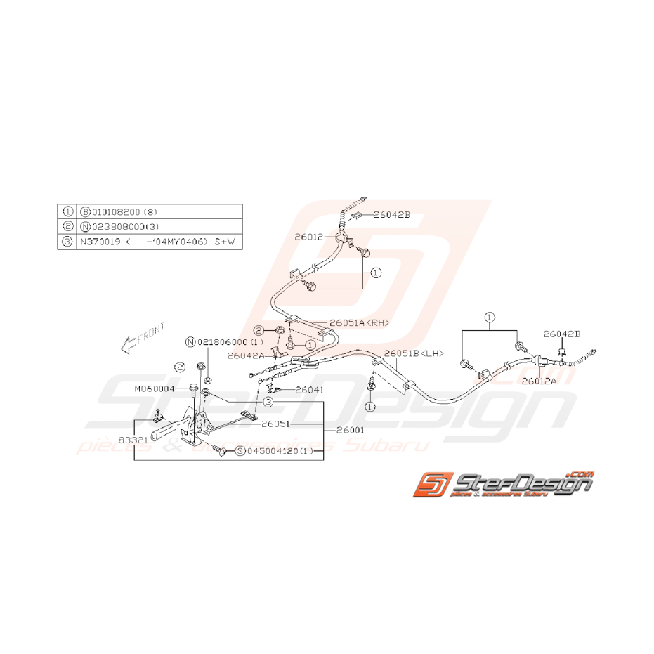 Ensemble Levier de Frein a Main SUBARU WRX 2003 - 2004 Ensemble Levier de Frein a Main SUBARU WRX 2003 - 2004