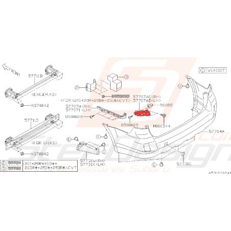 Support de pare-choc arrière Subaru Legacy 2010