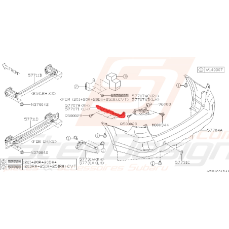 Support de pare choc arrière subaru legacy 2010