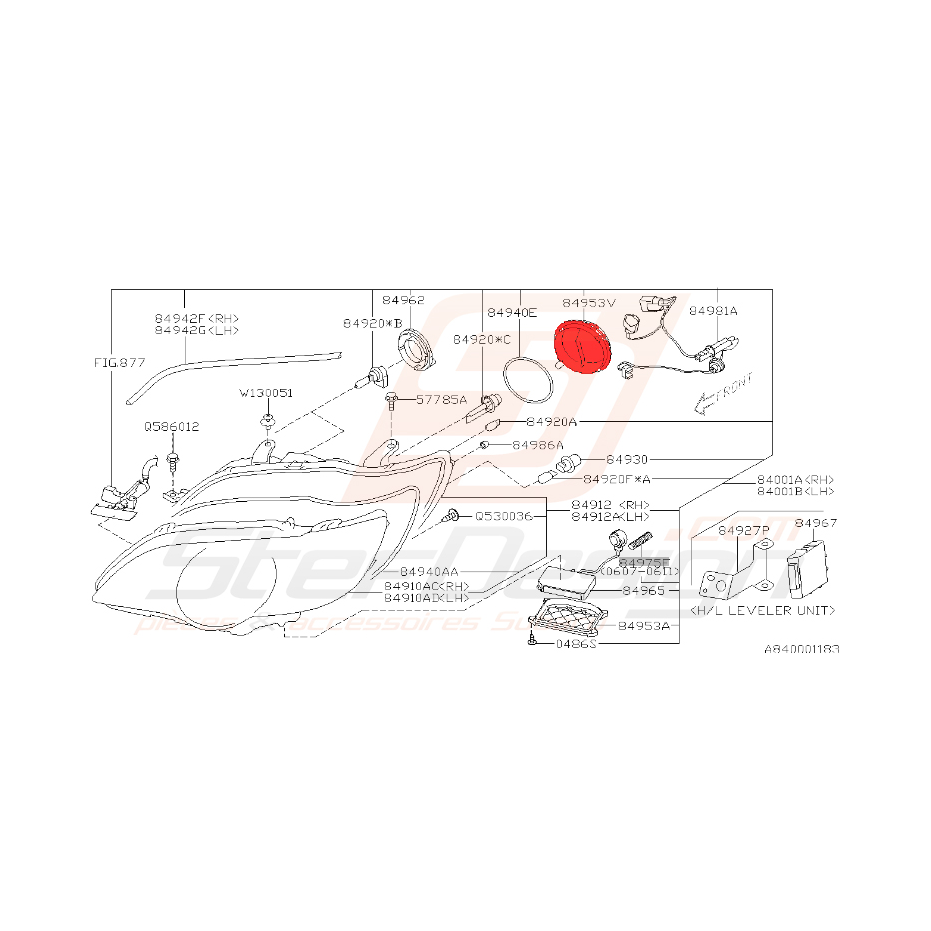 Cache de phare avant xenon legacy 2008