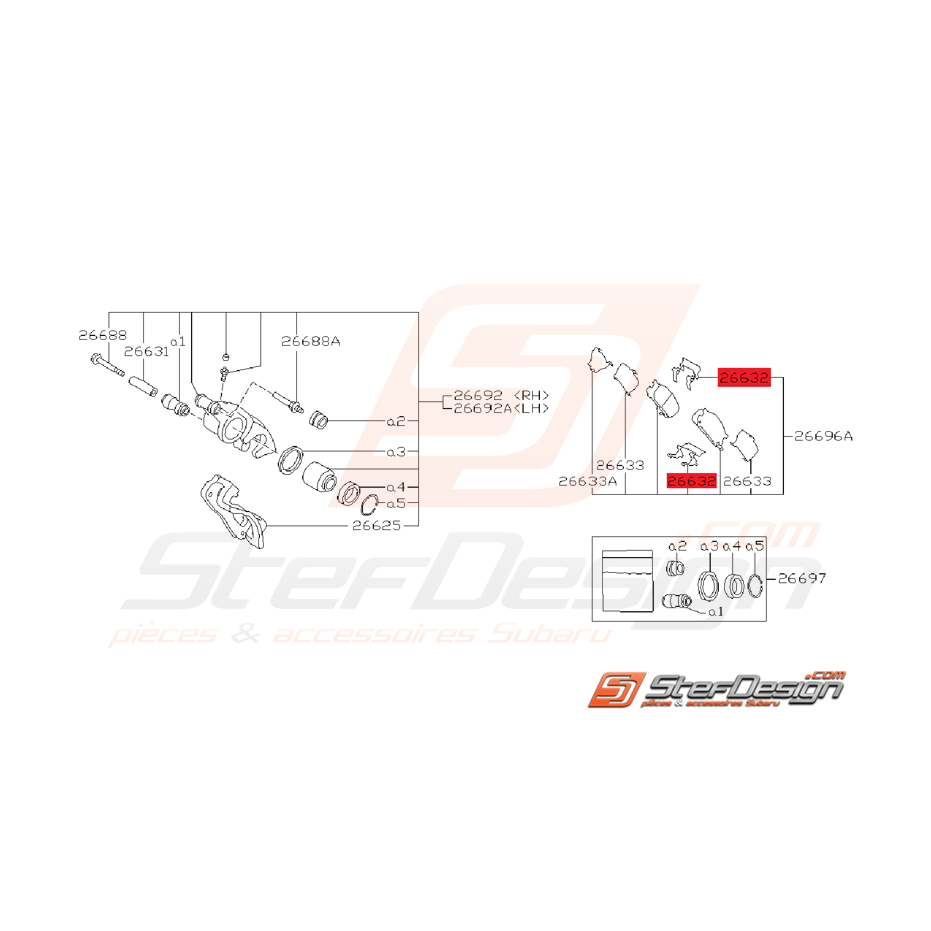 Attache Plaquette de Frein Arrière Origine Subaru GT 1994 - 1998