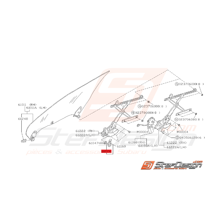Retenue Mécanisme Lève-vitre Arrière Subaru GT 1993 - 2000