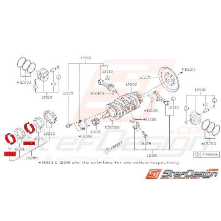 Coussinets de Villebrequin N2 Origine Subaru BRZ 13 - 15 / Toyota GT86