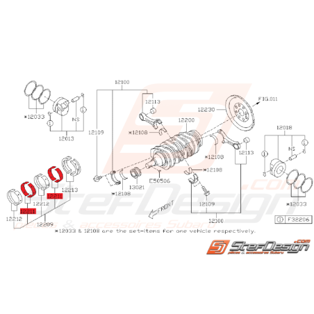 Coussinets de Villebrequin N1 Origine Subaru BRZ 13 - 15 / Toyota GT86