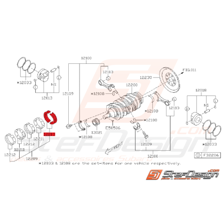 Coussinets de Villebrequin Origine Subaru BRZ 13 - 15 / Toyota GT86