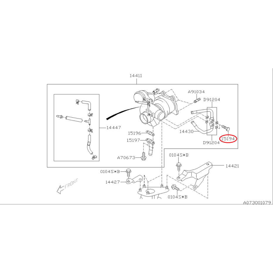 Vis d'arrivée d'huile et d'eau origine subaruGT 93-00 et WRX/STI 01-07 Vis d'arrivée d'huile et d'eau origine subaruGT 93-00 et WRX/STI 01-07