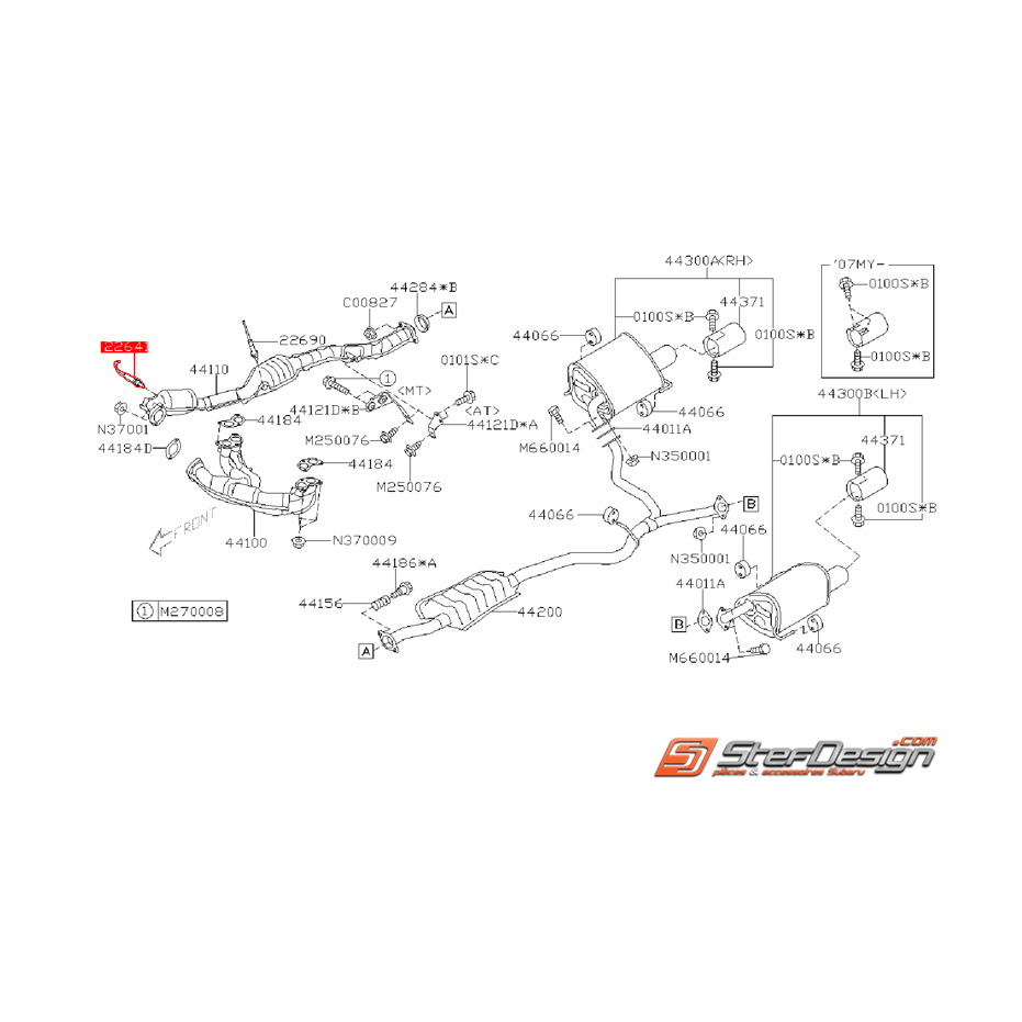 Sonde lambda (air/essence) sur downpipe SUBARU LEGACY 2004-2005