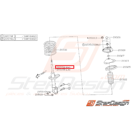 Amortisseur avant origine subaru WRX 01-02