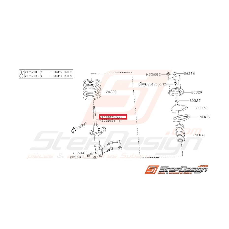 Amortisseur avant origine subaru WRX 01-02