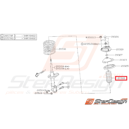 Cache poussière amortisseur avant GT 93-00 WRX 01-04