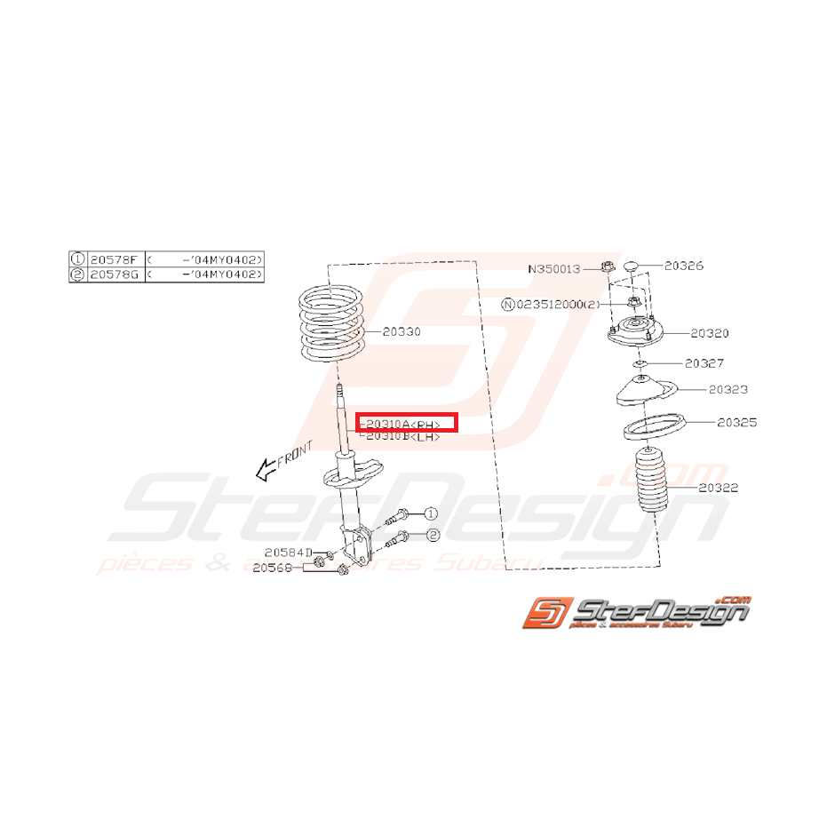 Amortisseur avant origine subaru WRX 2003 Amortisseur avant origine subaru WRX 2003