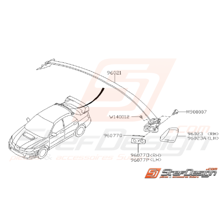 Ensemble Becquet de Toit SUBARU STI 2006 - 2007