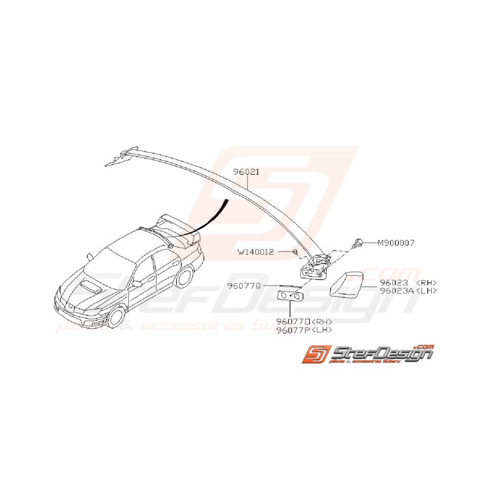 Ensemble Becquet de Toit SUBARU STI 2006 - 2007