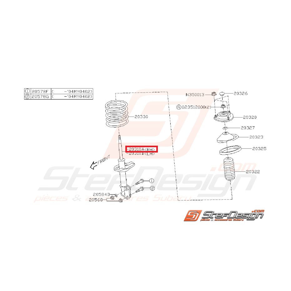 Amortisseur avant origine subaru WRX 2004