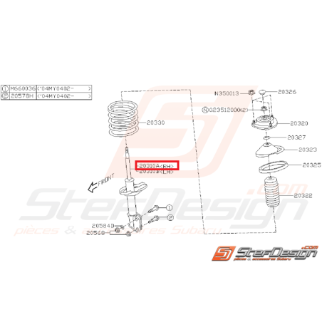 Amortisseur avant origine subaru WRX 05-07