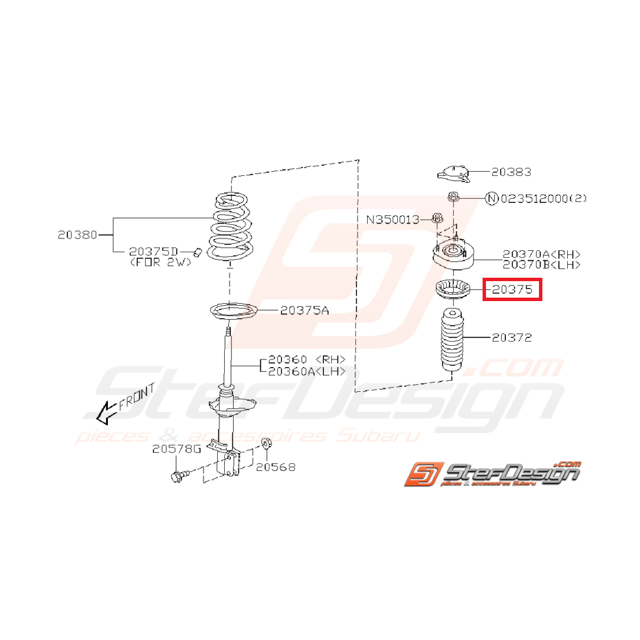 Siège caoutchouc ressort d'amortisseur arrière supérieur  WRX/STI 01-02
