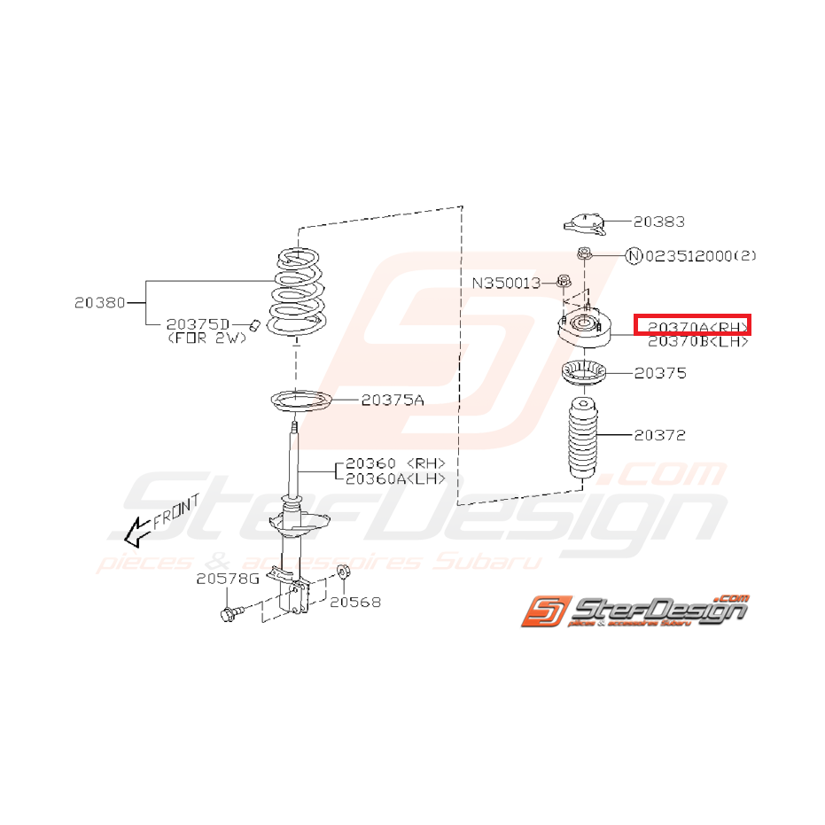 Coupelle d'amortisseur arrière origine subaru WRX/STI 01-02