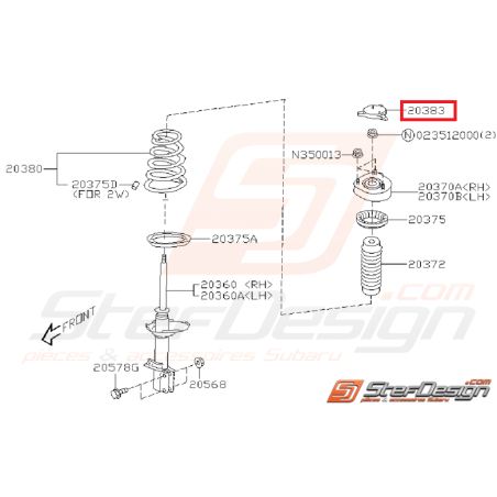 Couvercle tête d'amortisseur WRX/STI 01-07