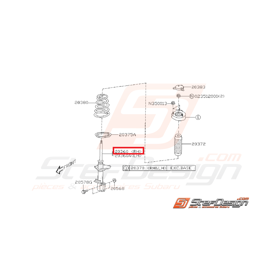 Amortisseur arrière origine SUBARU WRX 2003 Break