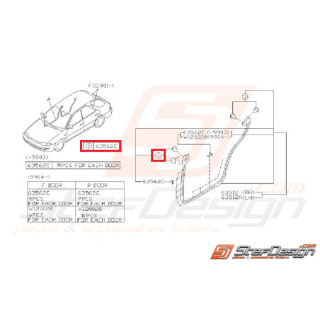 Clip de joint d'étanchéité SUBARU IMPREZA GT 97-00