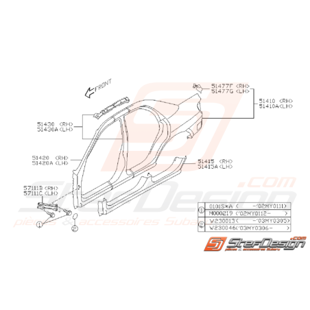 Ensemble Tôlerie Extérieur SUBARU WRX / STI 2001 - 2007