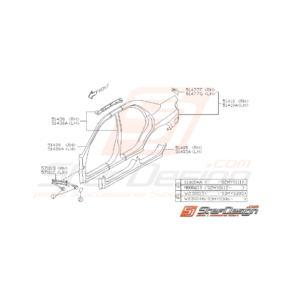Ensemble Tôlerie Extérieur SUBARU WRX / STI 2001 - 2007 Ensemble Tôlerie Extérieur SUBARU WRX / STI 2001 - 2007