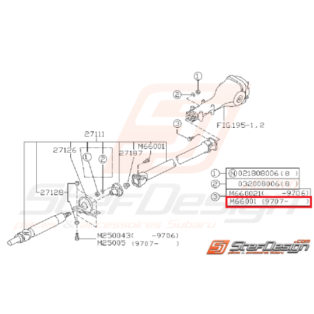 Vis de fixation d'arbre de transmission côté pont GT 97-00 WRX/STI 01-02