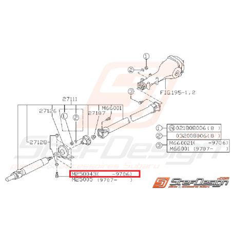 Vis fixation d'arbre de transmission subaru GT 93-06/97 WRX/STI 01-14