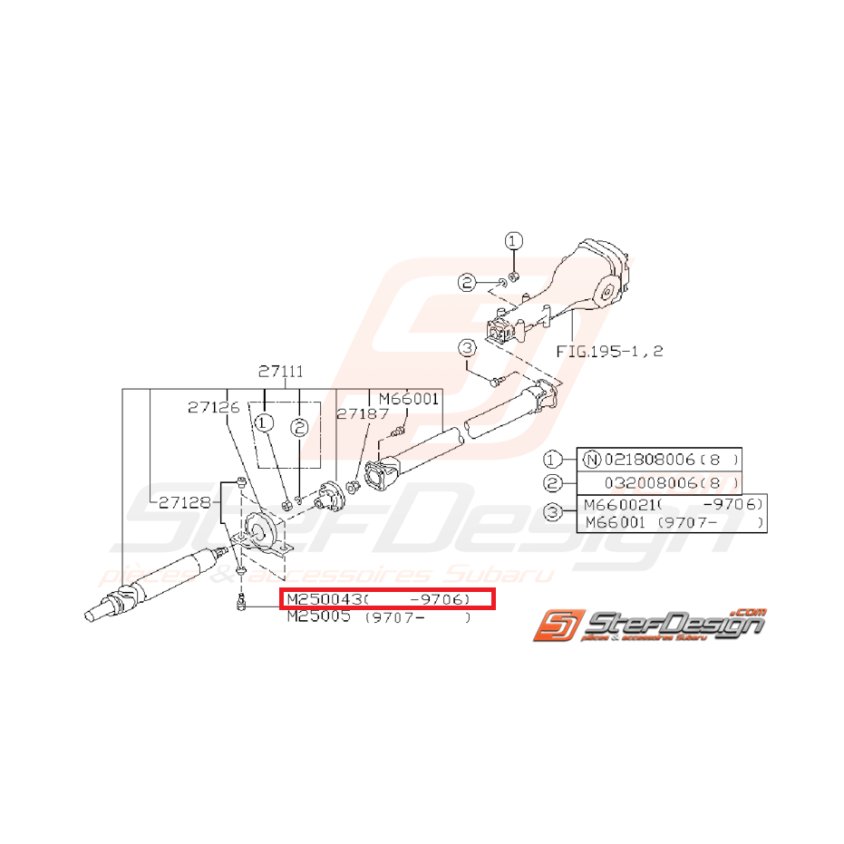 Vis fixation d'arbre de transmission subaru GT 93-06/97 WRX/STI 01-14 Vis fixation d'arbre de transmission subaru GT 93-06/97 WRX/STI 01-14