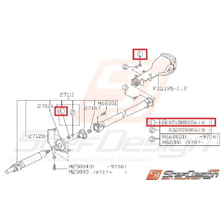 Écrou de support centrale arbre de transmission GT 93-00