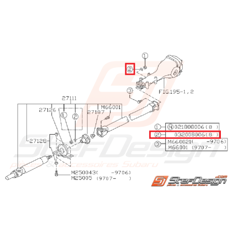 Rondelle de fixation d'arbre de transmission GT 93-00 WRX/STI 01-05