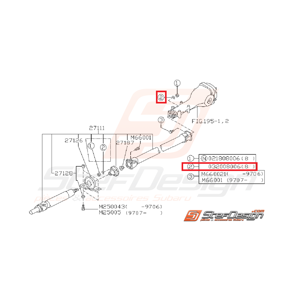 Rondelle de fixation d'arbre de transmission GT 93-00 WRX/STI 01-05