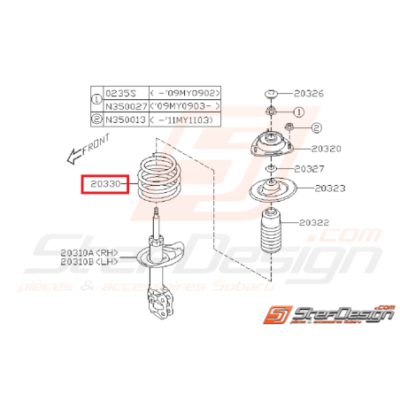 Ressort avant origine subaru STI 08-10