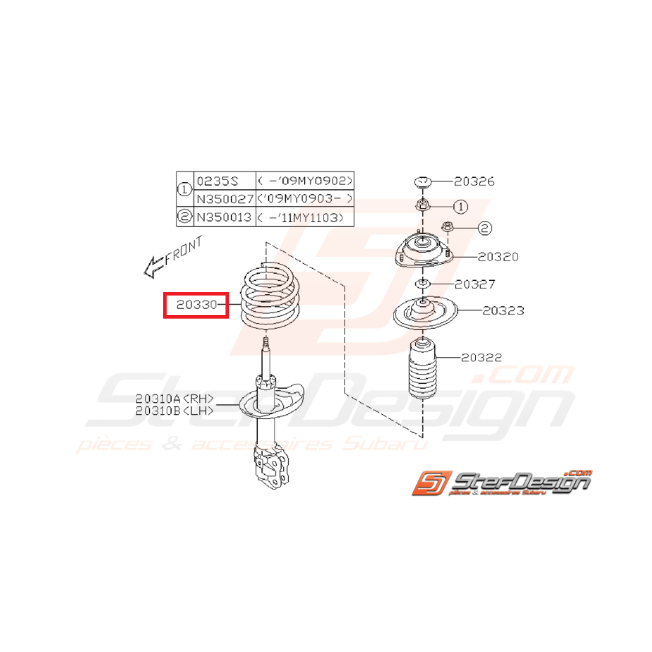 Ressort avant origine subaru STI 08-10 Ressort avant origine subaru STI 08-10