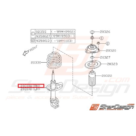 Amortisseur avant origine subaru STI 08-10