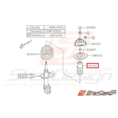 Cache poussière amortisseur avant WRX/STI 08-14