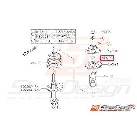 Entretoise de coupelle amortisseur avant GT WRX STI