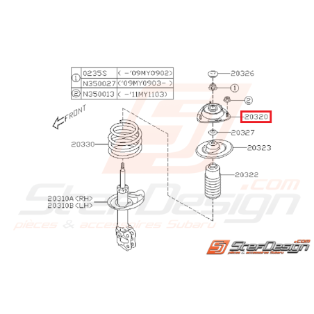 Coupelle d 'amortisseur avant origine subaru WRX/STI 08-19