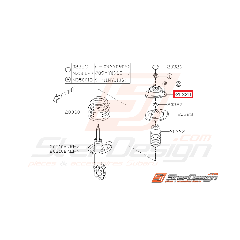 Coupelle d 'amortisseur avant origine subaru WRX/STI 08-19