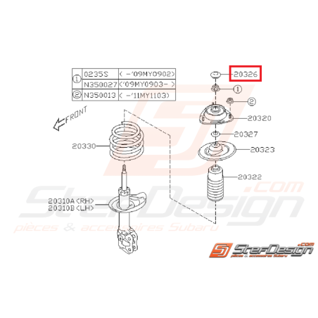 Pare poussière amortisseur avant SUBARU STI 01-14