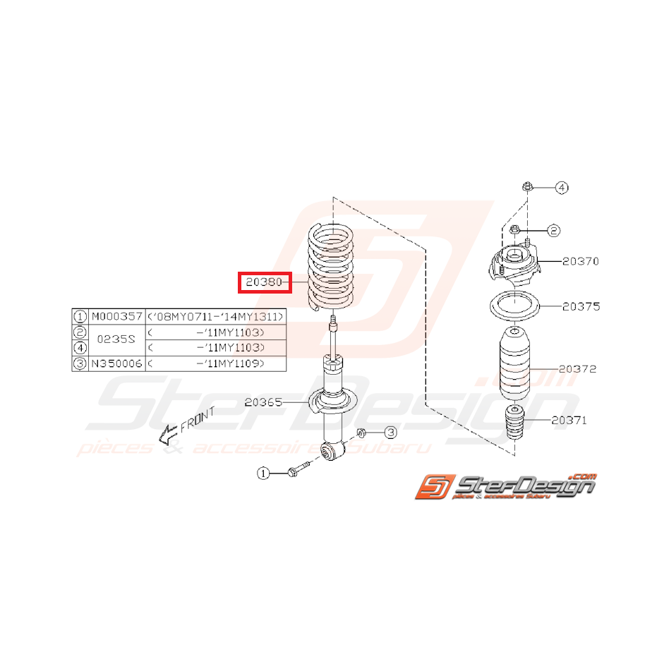 Ressort amortisseur arrière STI 08-10