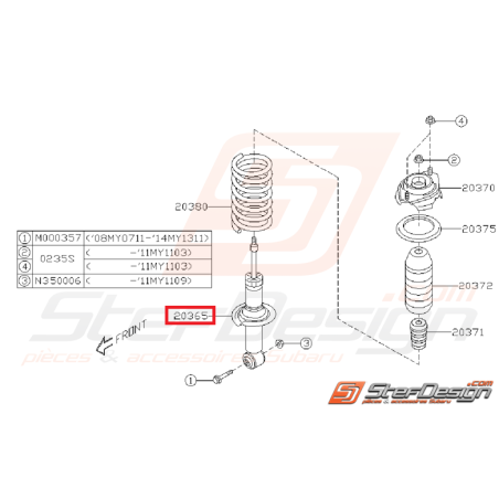 Amortisseur arrière origine SUBARU STI 08-10