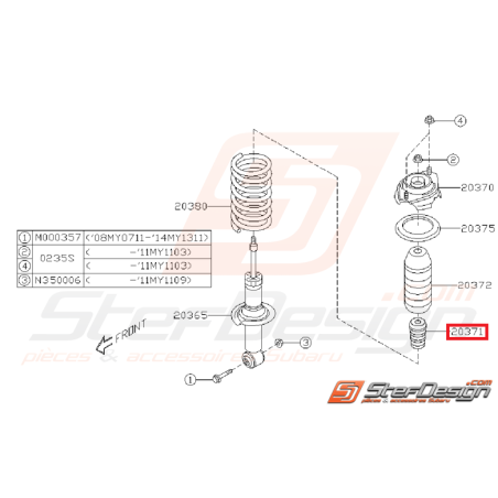 Guide amortisseur avant STI/WRX 08-10