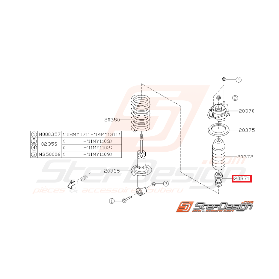 Guide amortisseur avant STI/WRX 08-10