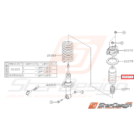 Cache poussière amortisseur arrière STI/WRX 08-14