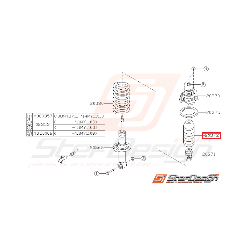 Cache poussière amortisseur arrière STI/WRX 08-14
